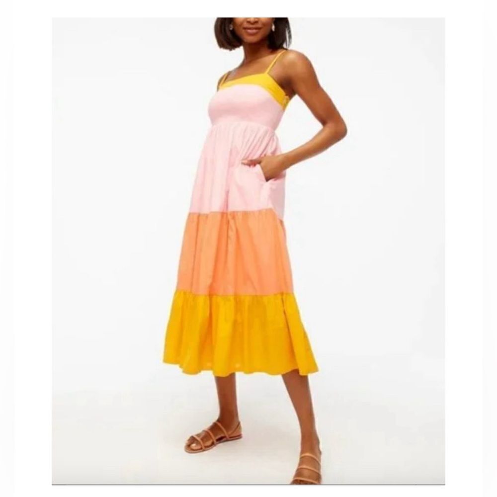 J. Crew Pink, Orange, and Yellow Maxi Dress